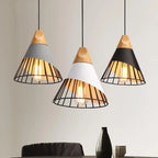 Hunaroglo: Design Pendant Light made of Iron & Wood with Warm White Light – for Stylish Interiors