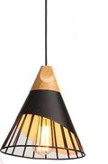 Hunaroglo: Design Pendant Light made of Iron & Wood with Warm White Light – for Stylish Interiors
