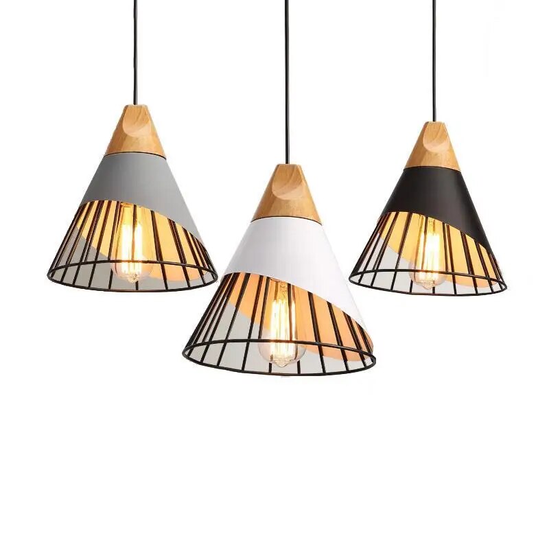 Hunaroglo: Design Pendant Light made of Iron & Wood with Warm White Light – for Stylish Interiors