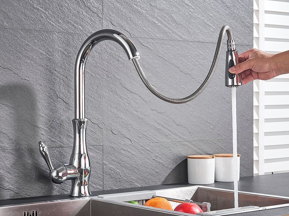 HydroVista: Flexible Pull-Down Faucet for Kitchen – with Swiveling Spray Head & Modern Design