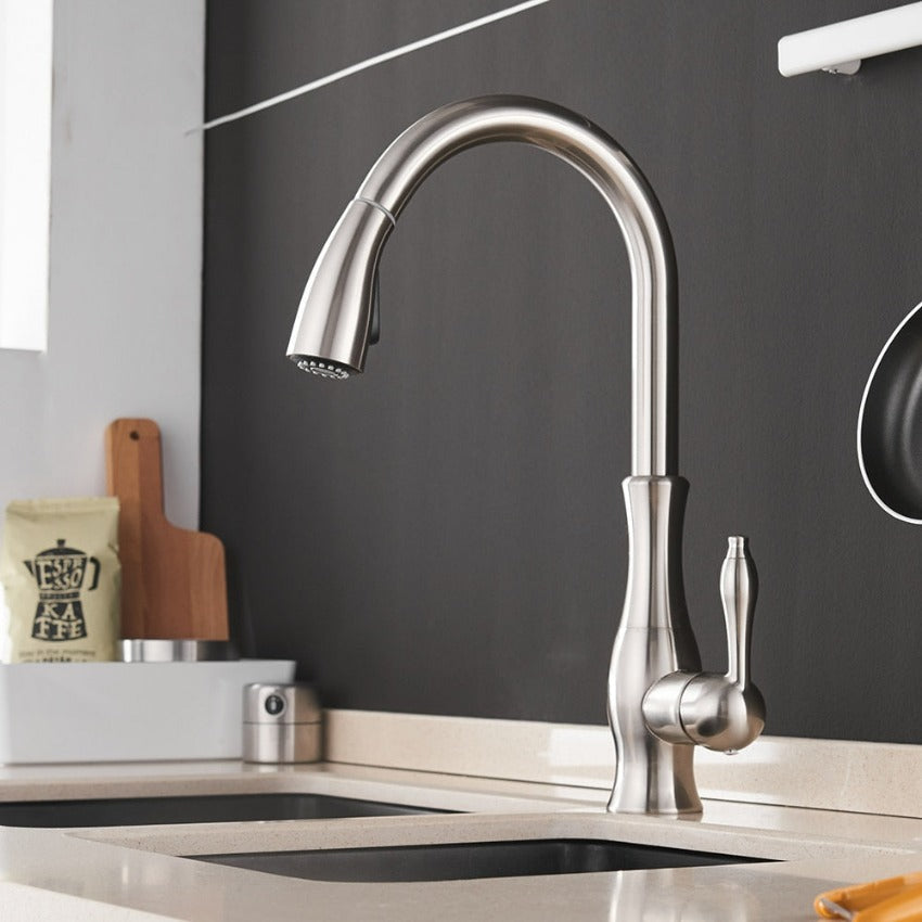 HydroVista: Flexible Pull-Down Faucet for Kitchen – with Swiveling Spray Head & Modern Design