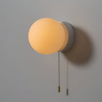 HyggeGlow: Scandinavian Wall Light Matte Glass Round with LED & Pull Cord – for Living Spaces & Hallways