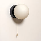 HyggeGlow: Scandinavian Wall Light Matte Glass Round with LED & Pull Cord – for Living Spaces & Hallways