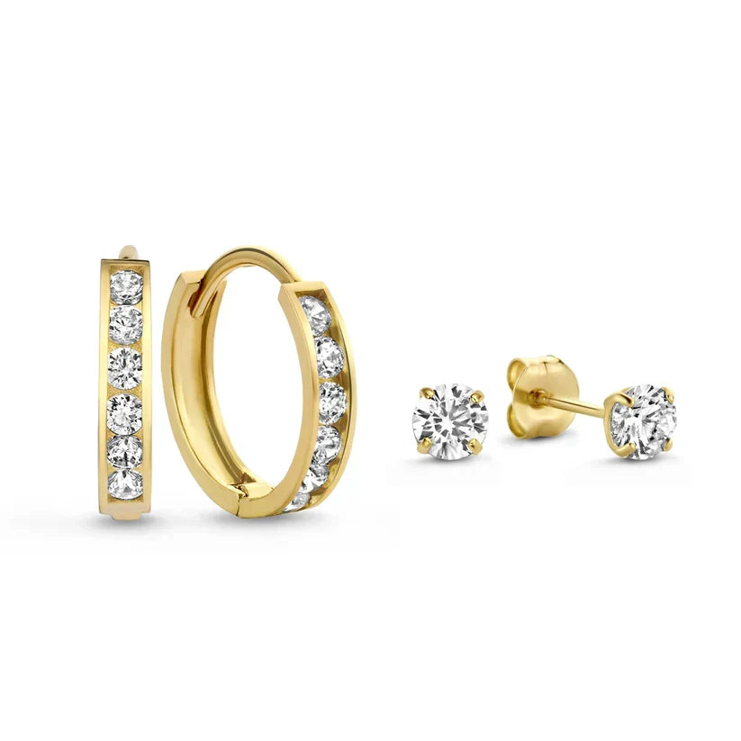 Elegant Earring Set for Women Hoop Stud Rhinestone