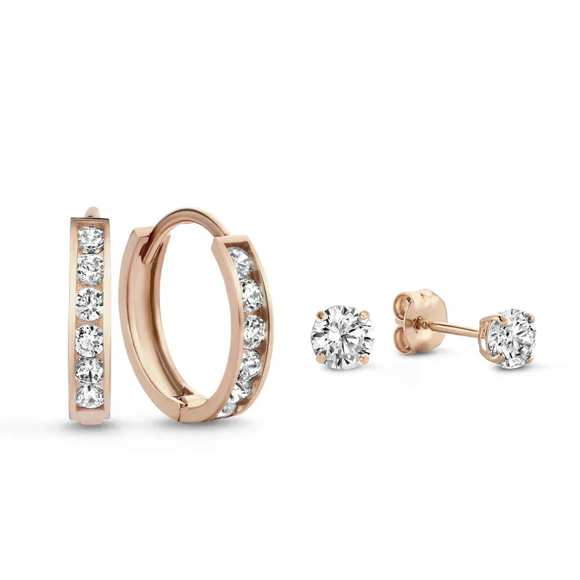 Elegant Earring Set for Women Hoop Stud Rhinestone