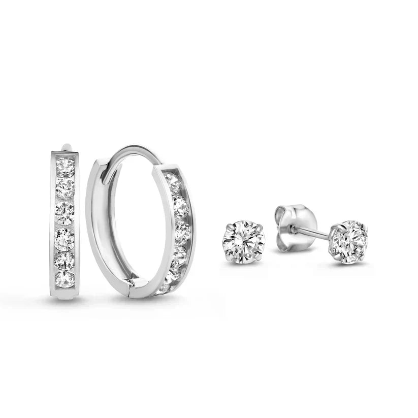 Elegant Earring Set for Women Hoop Stud Rhinestone