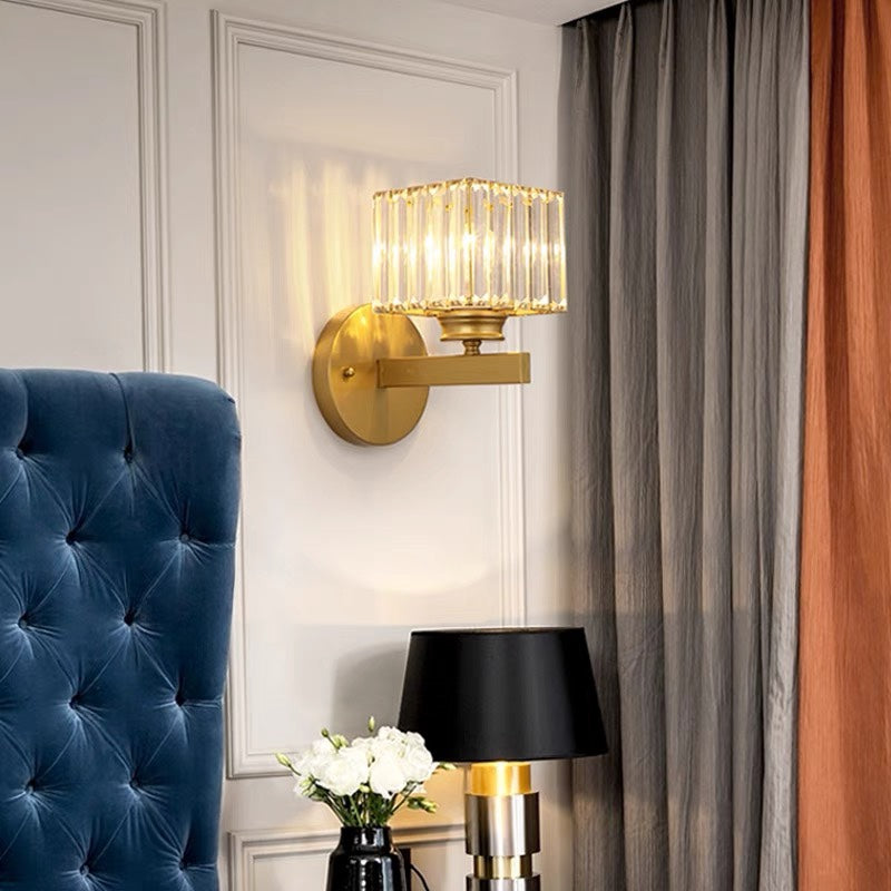 Bela Crystal Wall Light | Modern Iron Sconce, Dimmable E27 Bulb