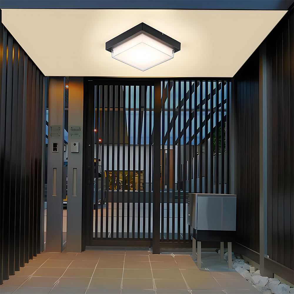 Bela Outdoor LED Ceiling Light | IP68 Waterproof, Modern Black Finish