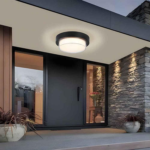 Bela Outdoor LED Ceiling Light | IP68 Waterproof, Modern Black Finish