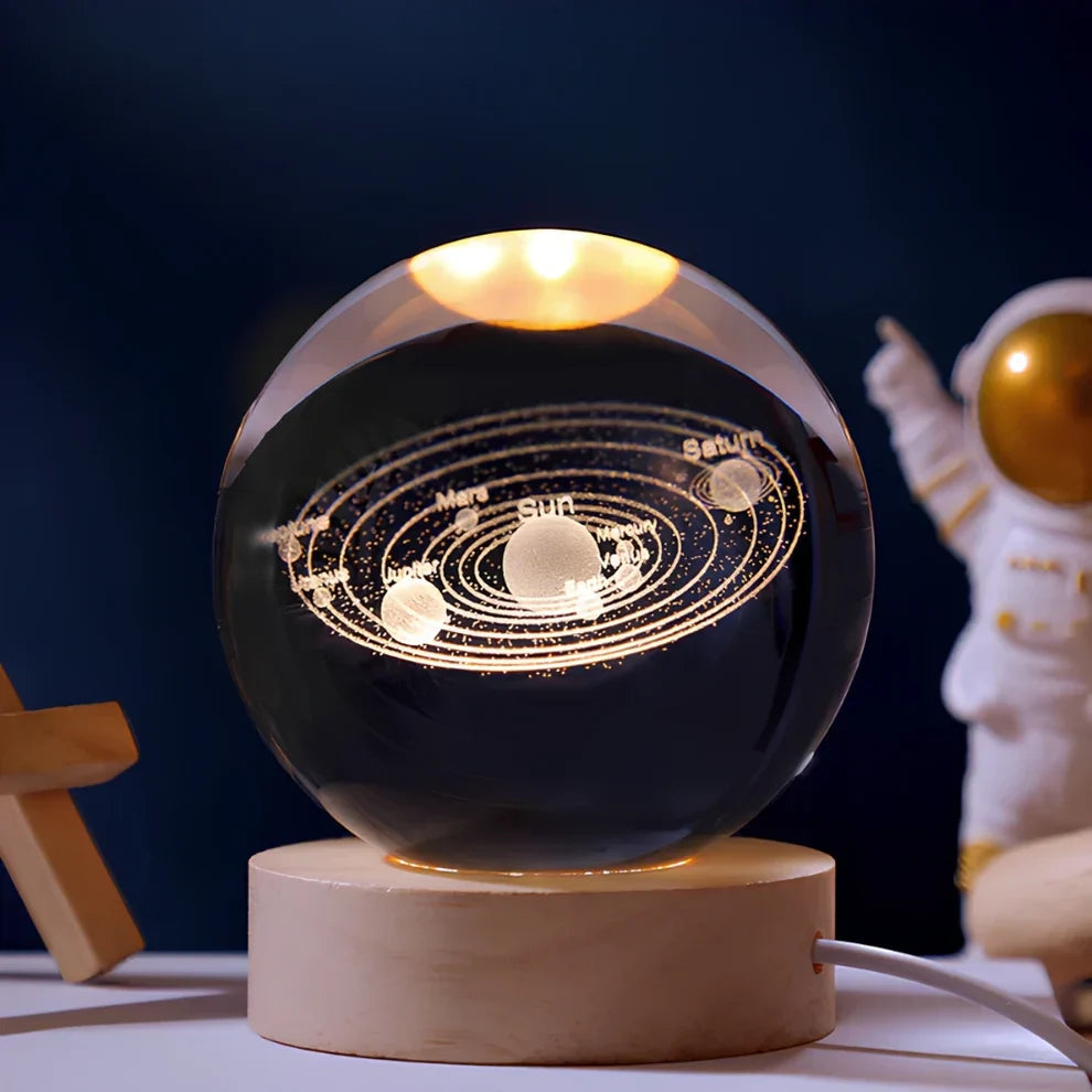 Crystal Ball Night Lamp with 3D Laser Art – Warm White Light for Relaxation & Modern Decor