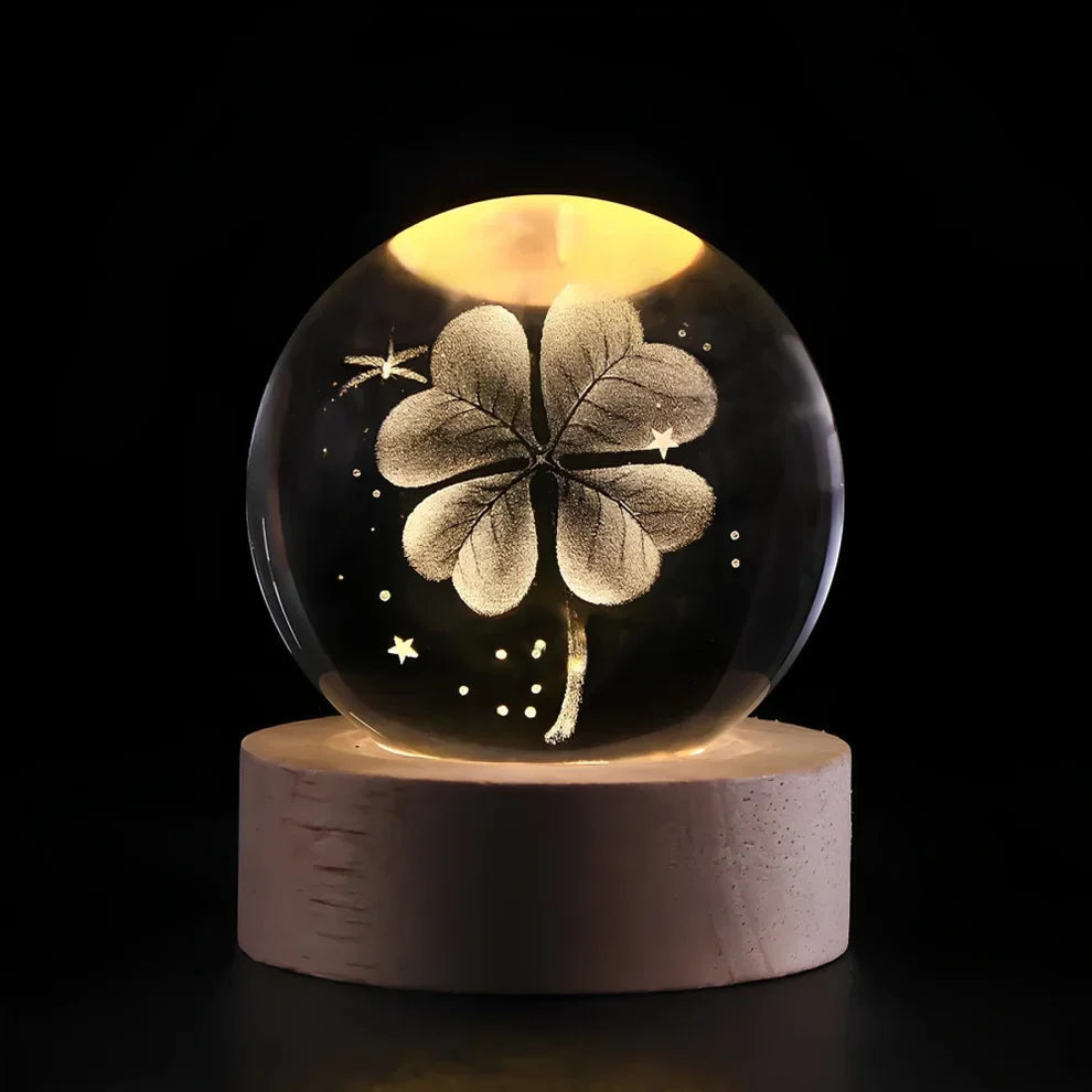 Crystal Ball Night Lamp with 3D Laser Art – Warm White Light for Relaxation & Modern Decor