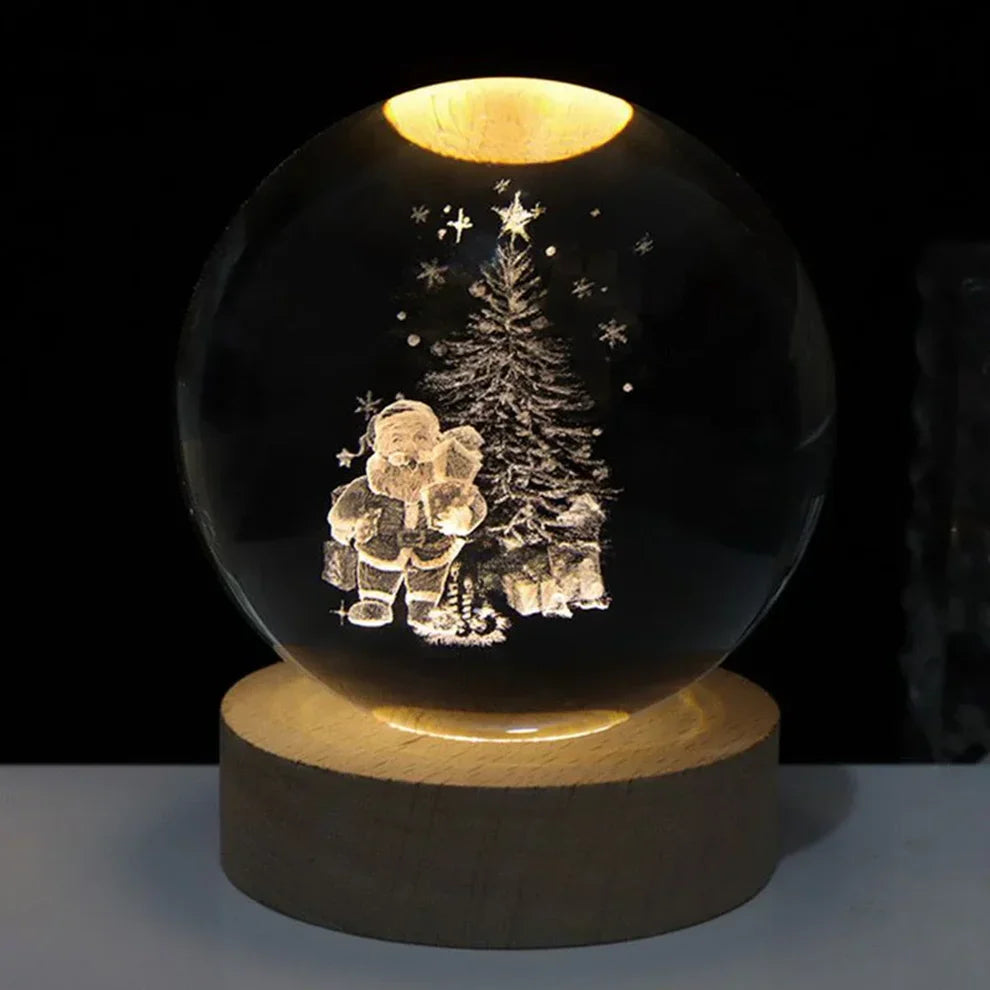 Crystal Ball Night Lamp with 3D Laser Art – Warm White Light for Relaxation & Modern Decor