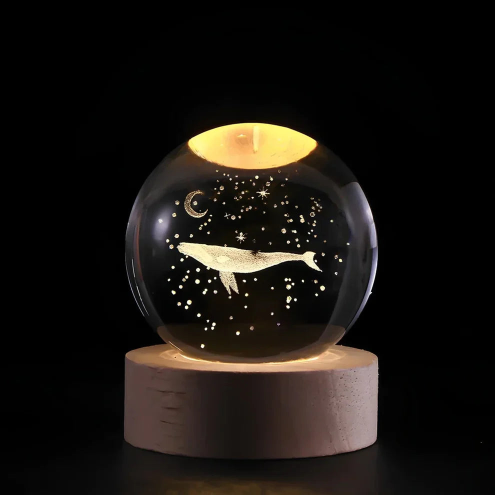 Crystal Ball Night Lamp with 3D Laser Art – Warm White Light for Relaxation & Modern Decor
