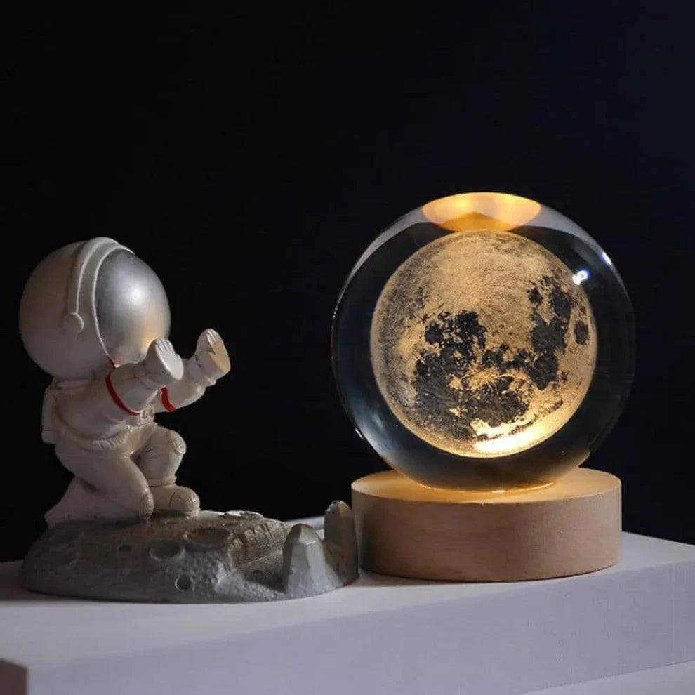 Crystal Ball Night Lamp with 3D Laser Art – Warm White Light for Relaxation & Modern Decor