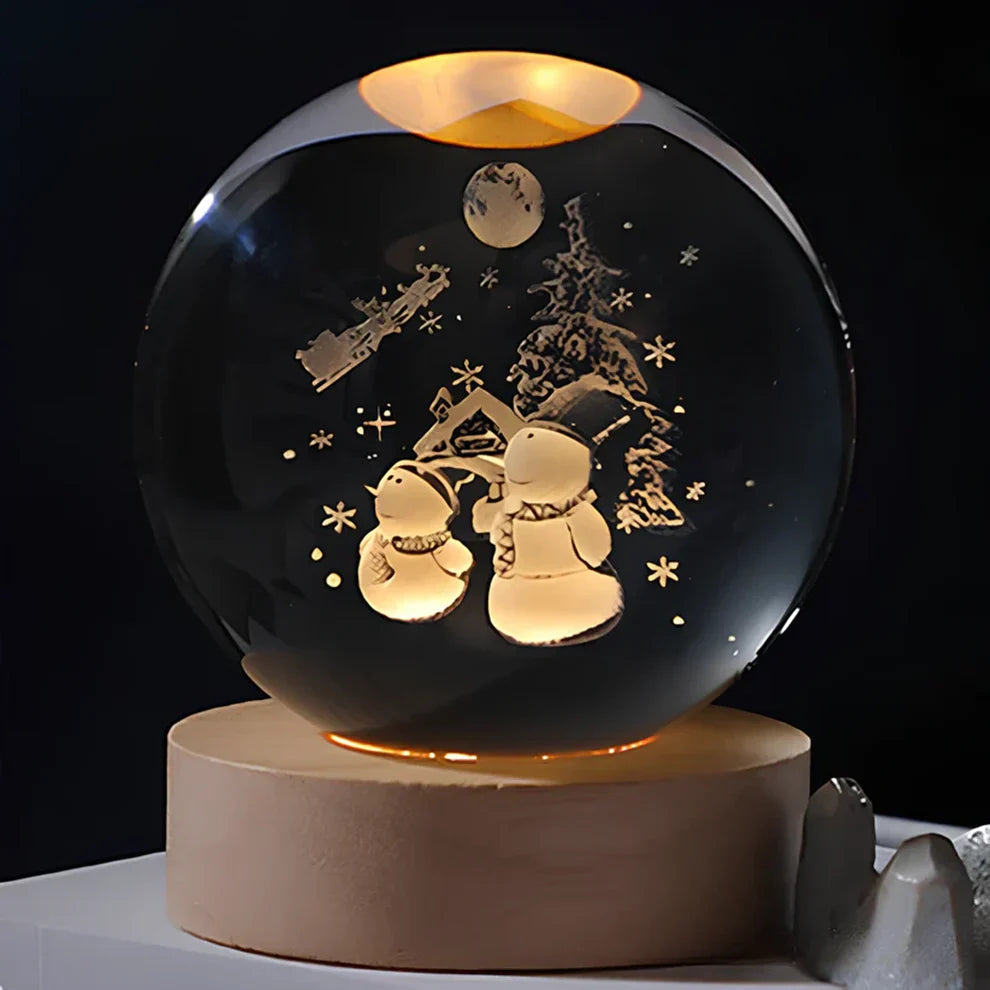 Crystal Ball Night Lamp with 3D Laser Art – Warm White Light for Relaxation & Modern Decor