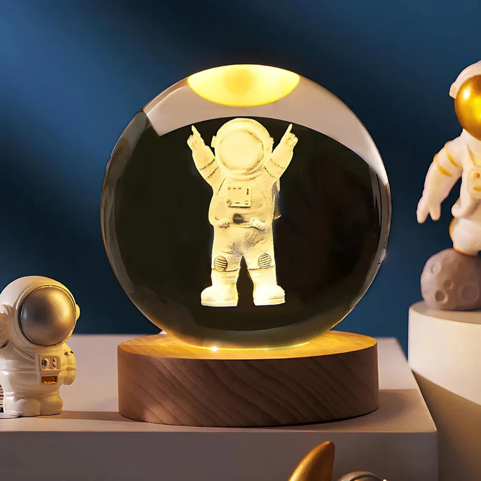 Crystal Ball Night Lamp with 3D Laser Art – Warm White Light for Relaxation & Modern Decor