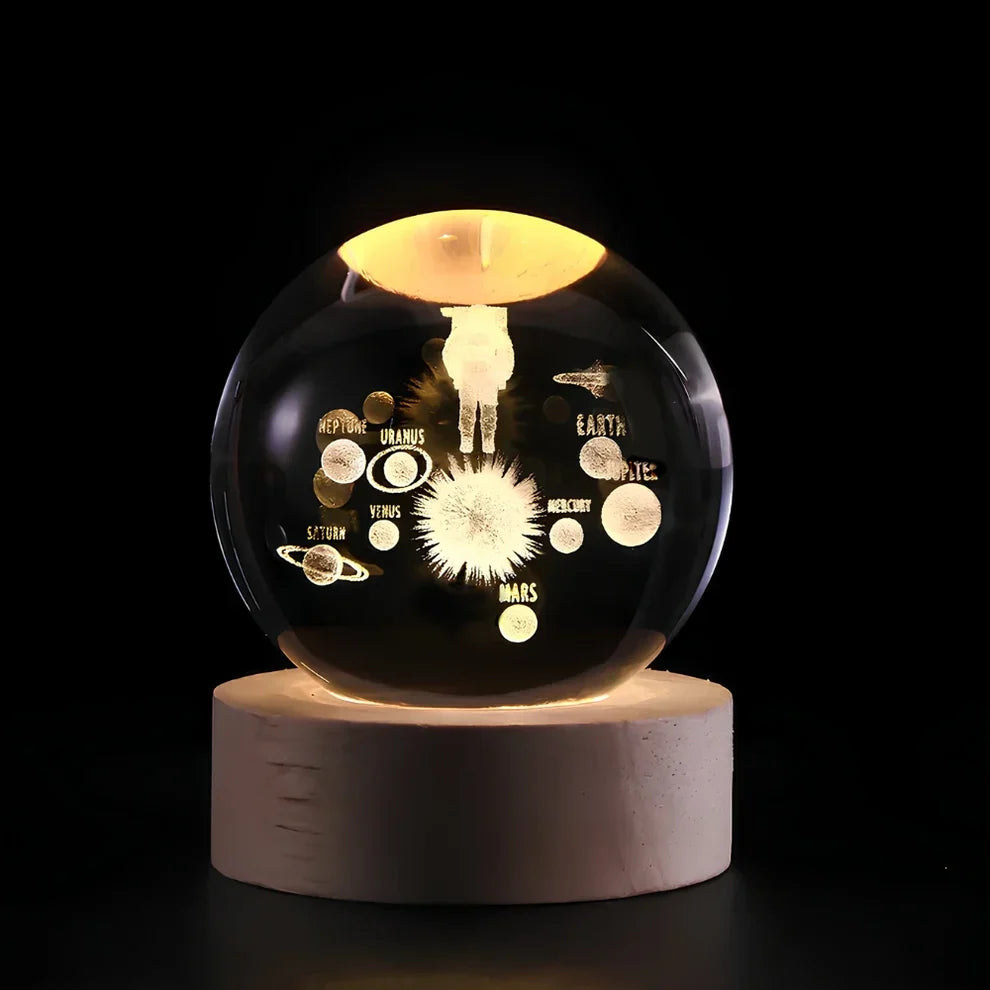 Crystal Ball Night Lamp with 3D Laser Art – Warm White Light for Relaxation & Modern Decor