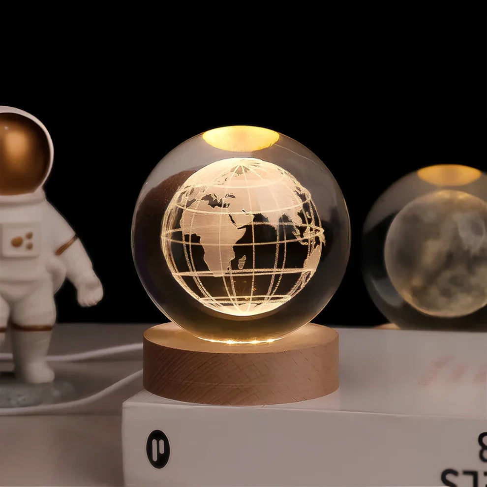 Crystal Ball Night Lamp with 3D Laser Art – Warm White Light for Relaxation & Modern Decor