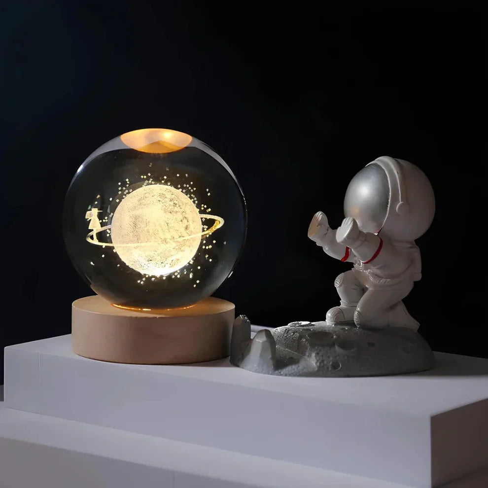 Crystal Ball Night Lamp with 3D Laser Art – Warm White Light for Relaxation & Modern Decor