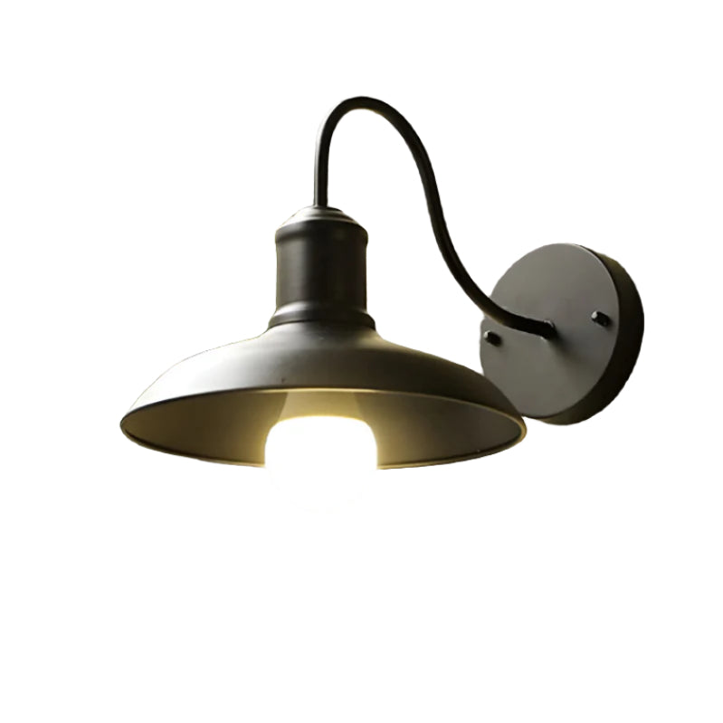 IndusBowl: Industrial Wall Light LED with Iron Shade in Retro Design – Ideal for Entrance & Patio