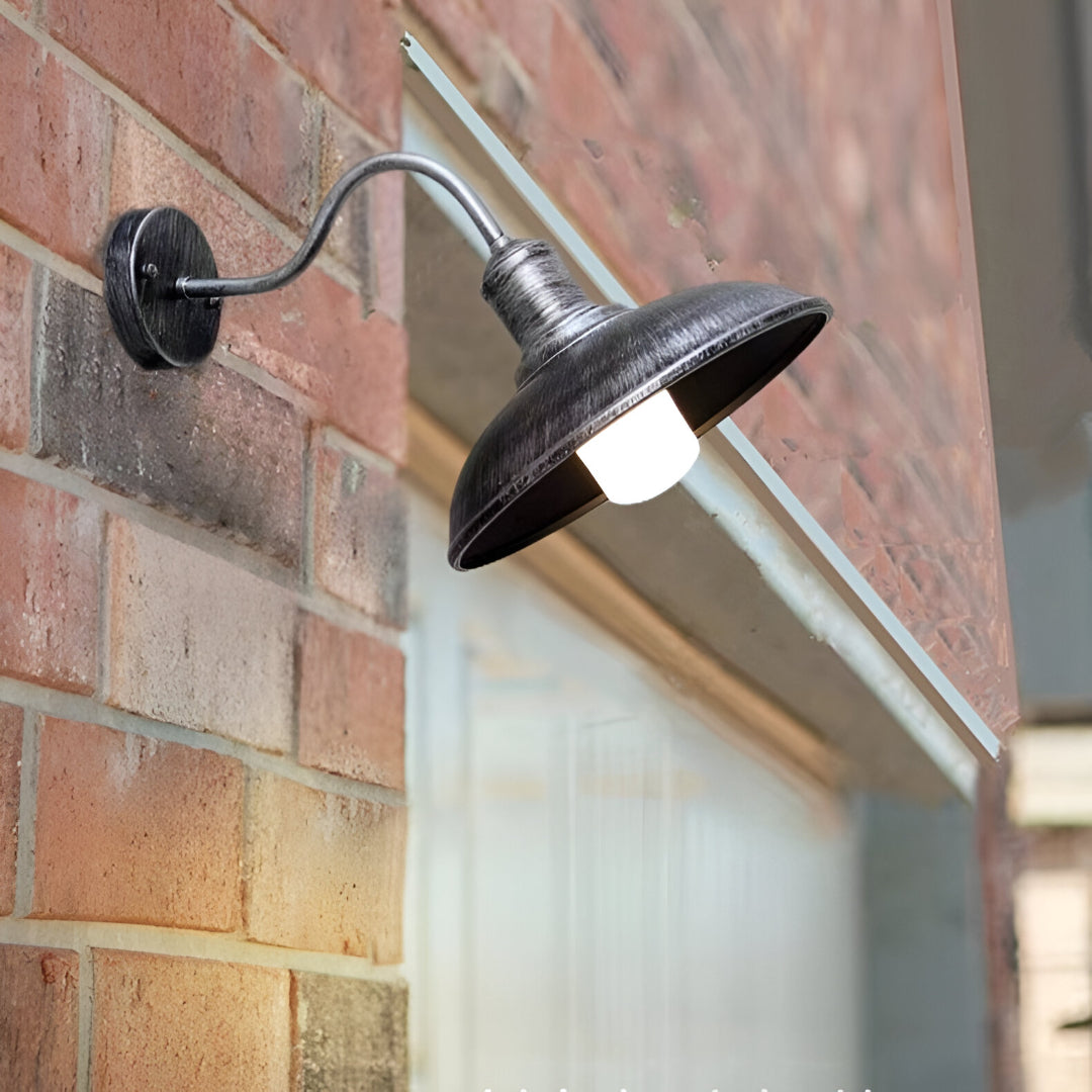 IndusBowl: Industrial Wall Light LED with Iron Shade in Retro Design – Ideal for Entrance & Patio