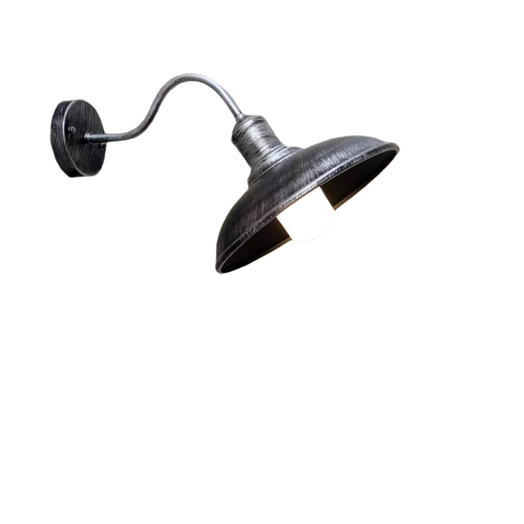 IndusBowl: Industrial Wall Light LED with Iron Shade in Retro Design – Ideal for Entrance & Patio