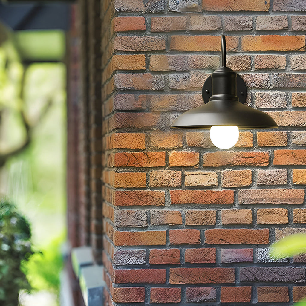 IndusBowl: Industrial Wall Light LED with Iron Shade in Retro Design – Ideal for Entrance & Patio
