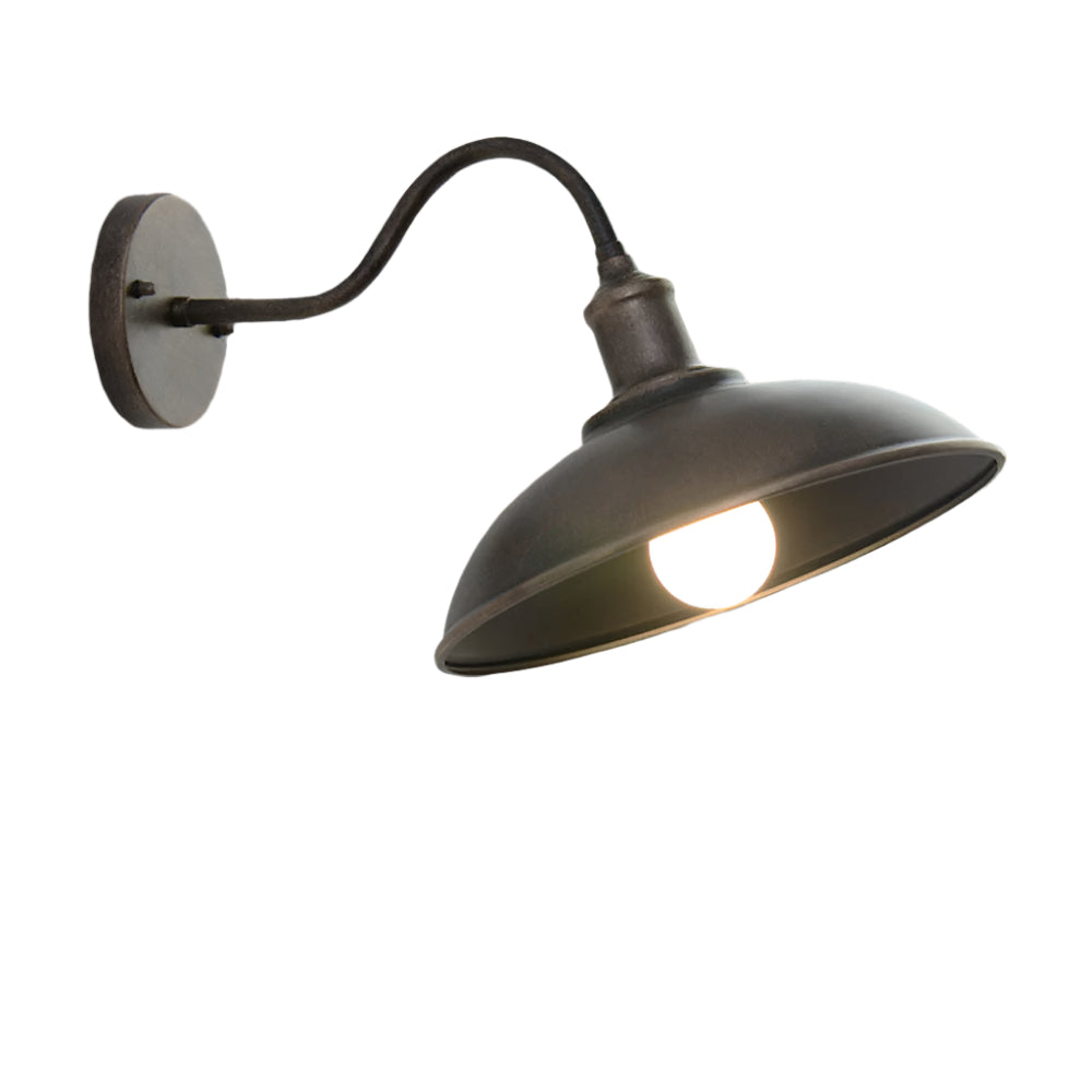 IndusBowl: Industrial Wall Light LED with Iron Shade in Retro Design – Ideal for Entrance & Patio