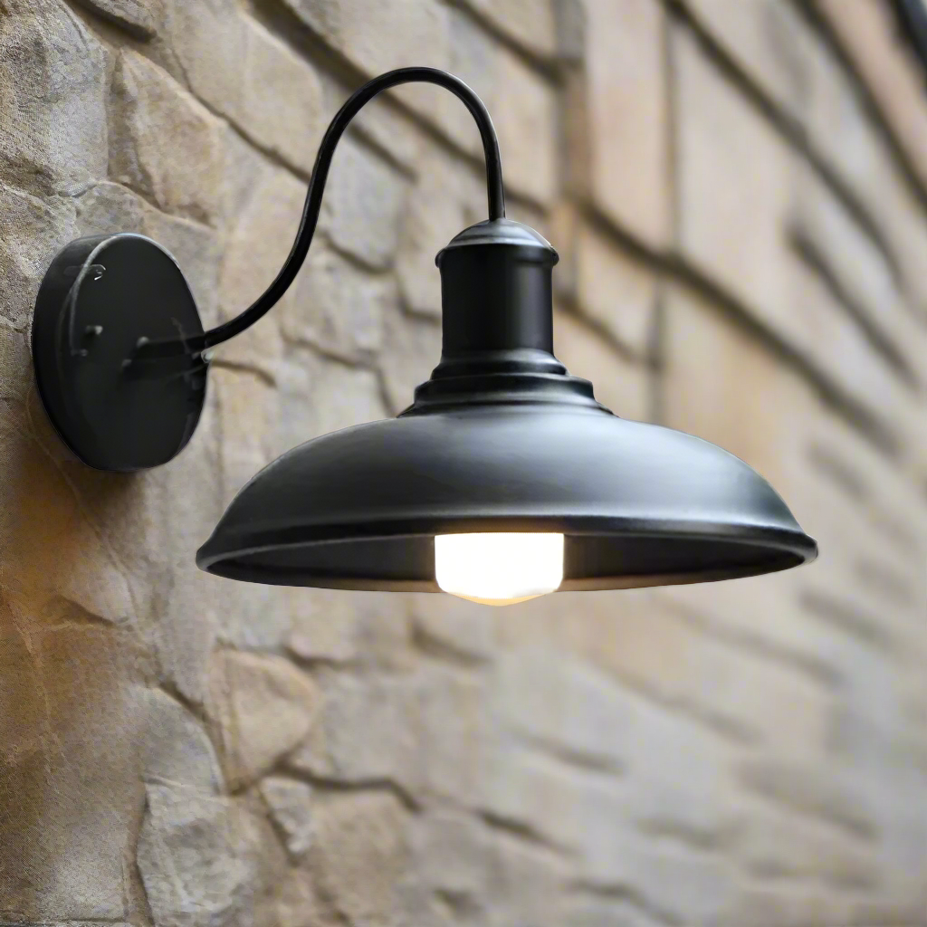 IndusBowl: Industrial Wall Light LED with Iron Shade in Retro Design – Ideal for Entrance & Patio