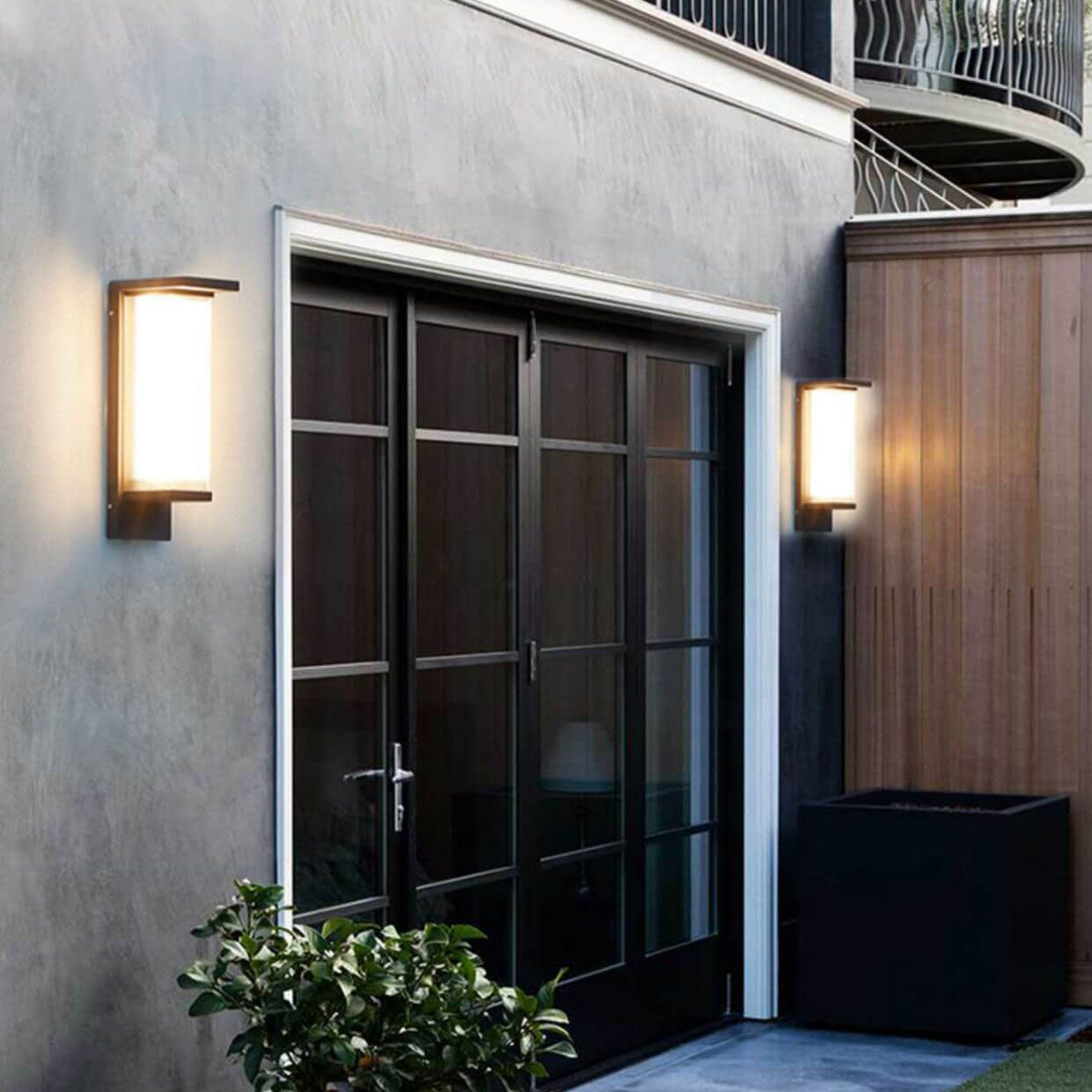 Industrial Rectangular Solar LED Wall Sconce 1-Light