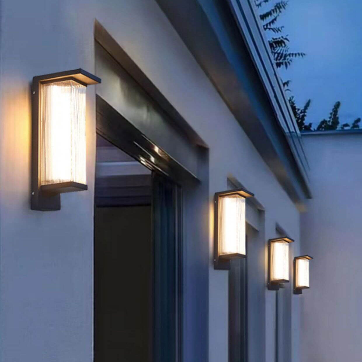 Industrial Rectangular Solar LED Wall Sconce 1-Light