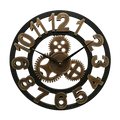 Wall Clock Decorative Industrial Style Metal Finish Gear Design