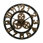 Wall Clock Decorative Industrial Style Metal Finish Gear Design