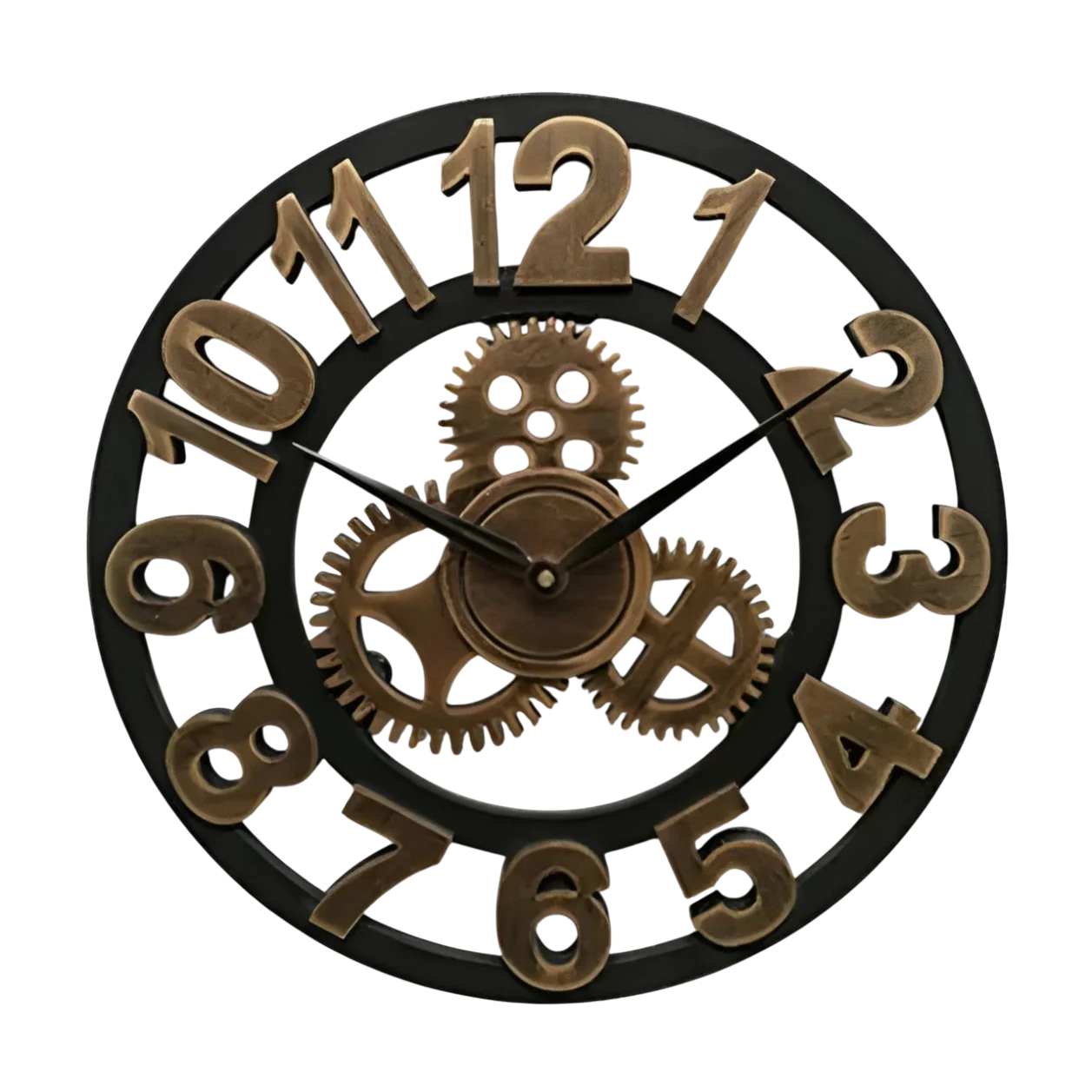 Wall Clock Decorative Industrial Style Metal Finish Gear Design