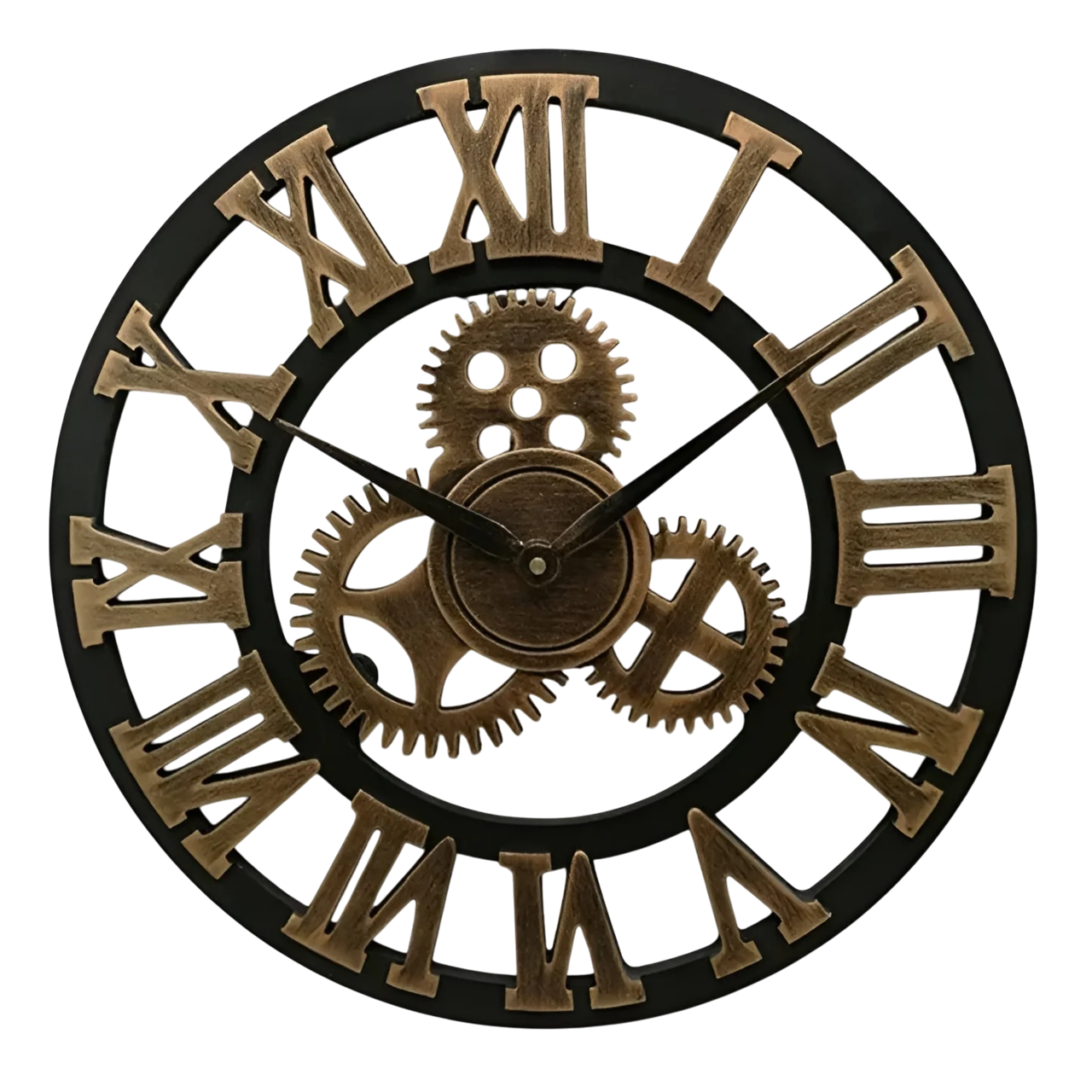Wall Clock Decorative Industrial Style Metal Finish Gear Design