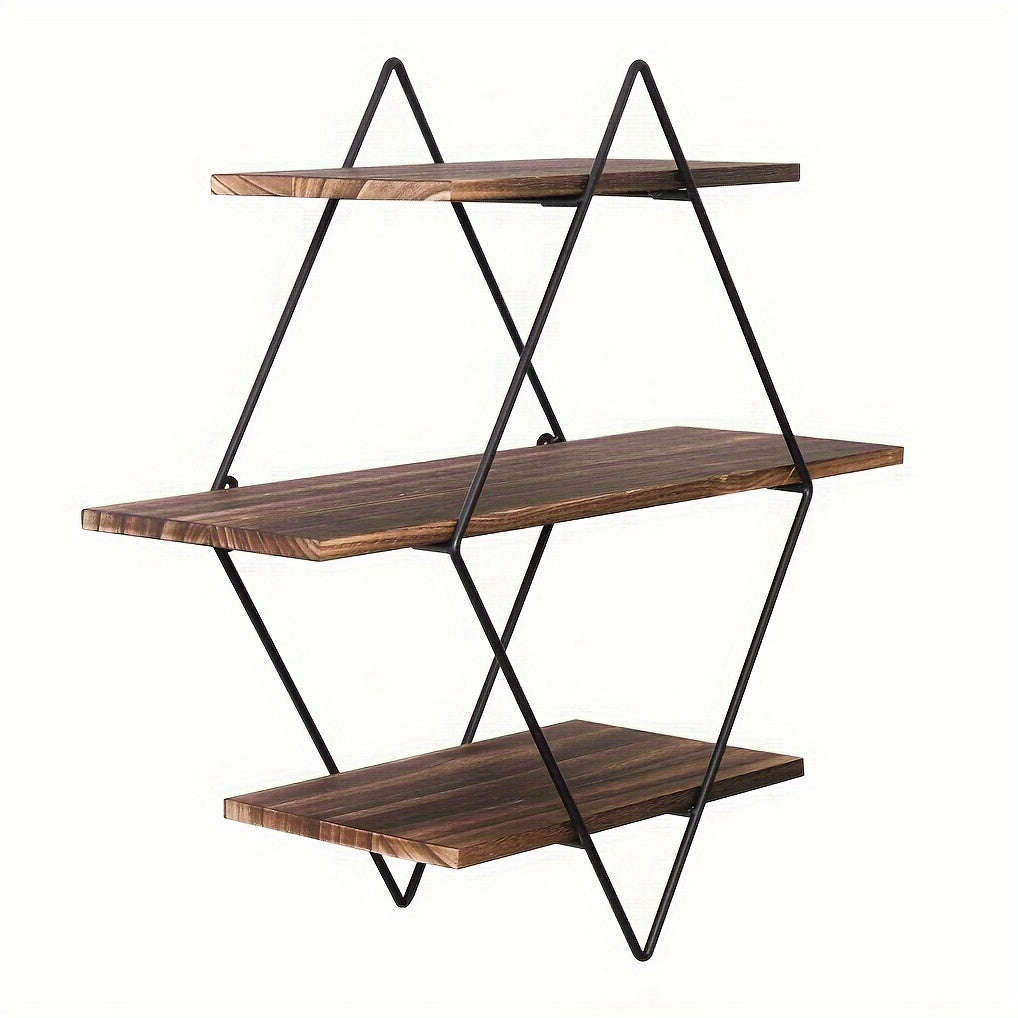 IndustrieEcke: Decorative Wall Shelf – Robust, Modern & Floating in Vintage Style with Diamond Structure for Living Room