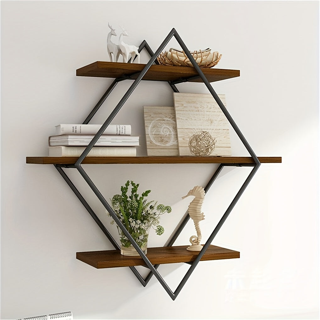 IndustrieEcke: Decorative Wall Shelf – Robust, Modern & Floating in Vintage Style with Diamond Structure for Living Room