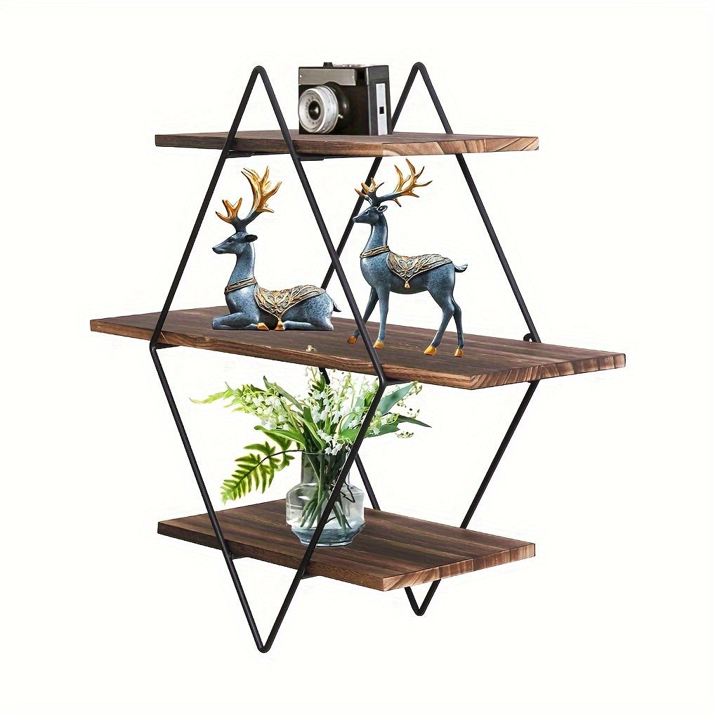 IndustrieEcke: Decorative Wall Shelf – Robust, Modern & Floating in Vintage Style with Diamond Structure for Living Room