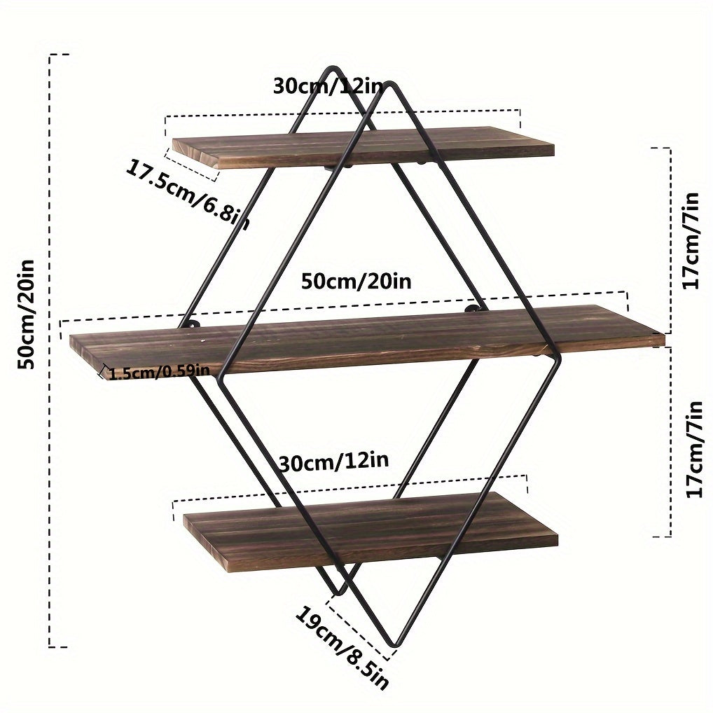 IndustrieEcke: Decorative Wall Shelf – Robust, Modern & Floating in Vintage Style with Diamond Structure for Living Room