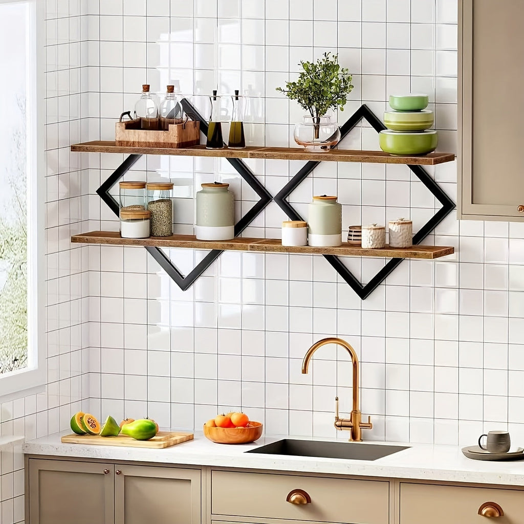 IndustroSatz: Decorative Wall Shelves – Robust, Durable & Floating in Loft Look for Kitchen & Dining Room