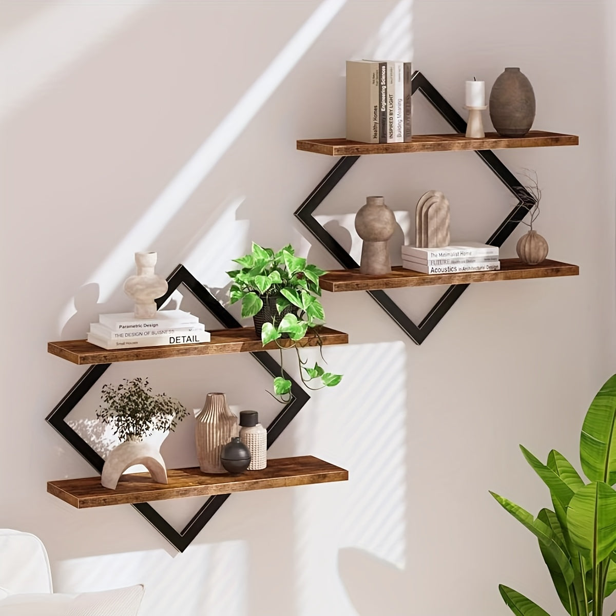 IndustroSatz: Decorative Wall Shelves – Robust, Durable & Floating in Loft Look for Kitchen & Dining Room