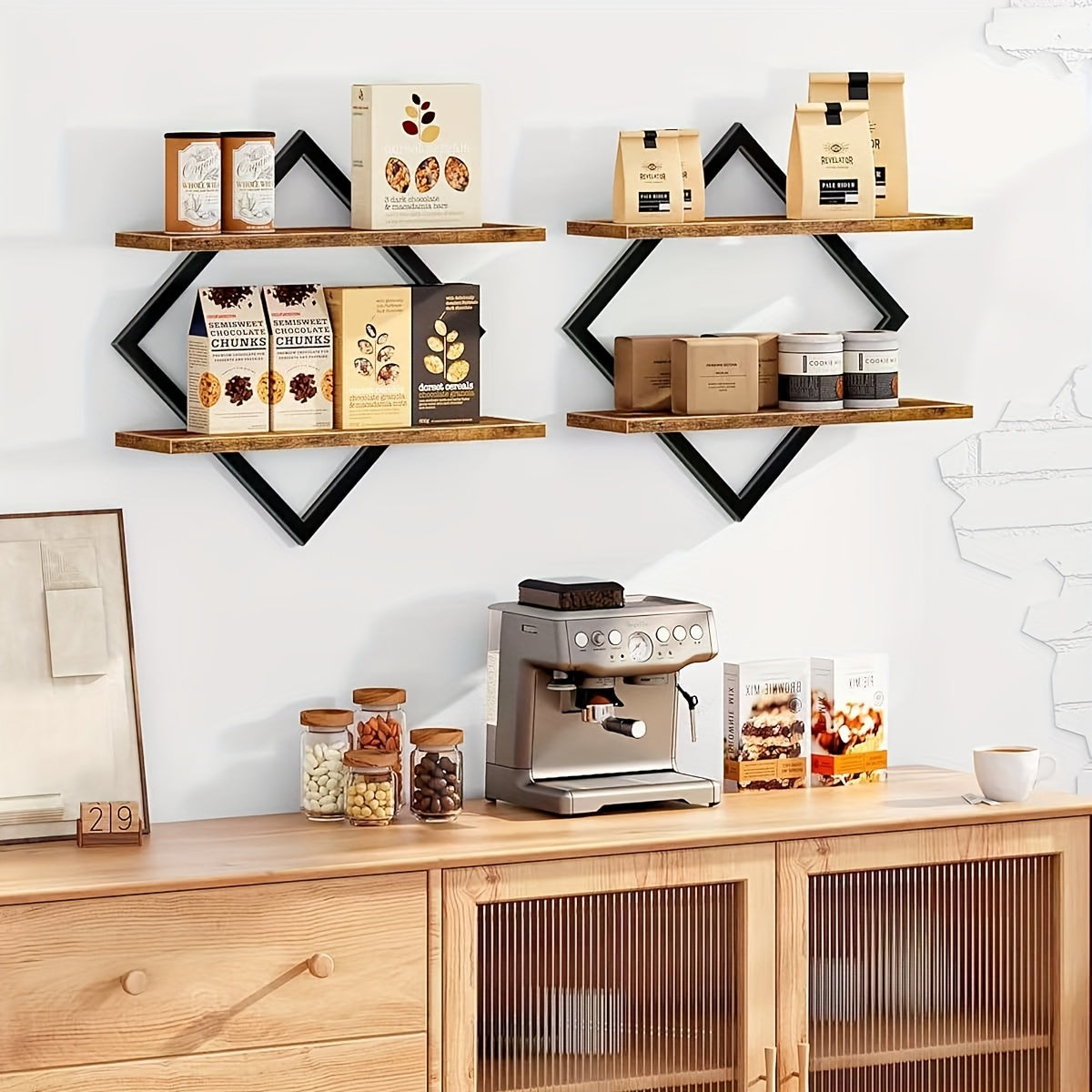 IndustroSatz: Decorative Wall Shelves – Robust, Durable & Floating in Loft Look for Kitchen & Dining Room