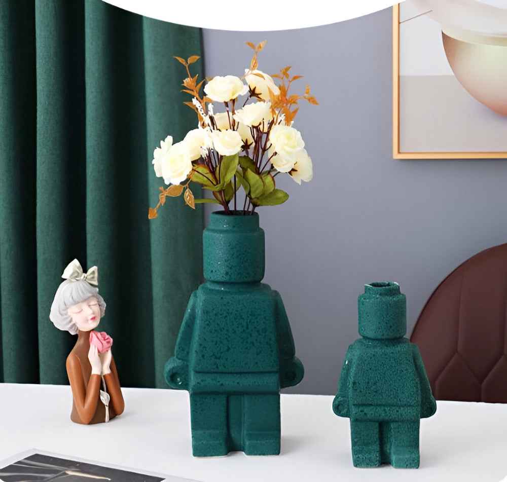Brix Robot Plantenpot | Duurzaam Hars, Compact Ontwerp
