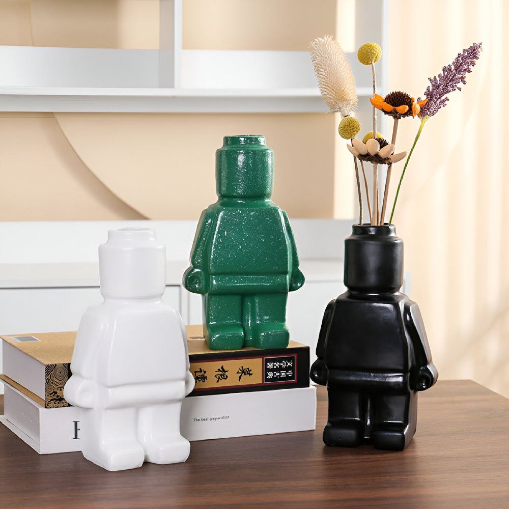 Brix Robot Plantenpot | Duurzaam Hars, Compact Ontwerp