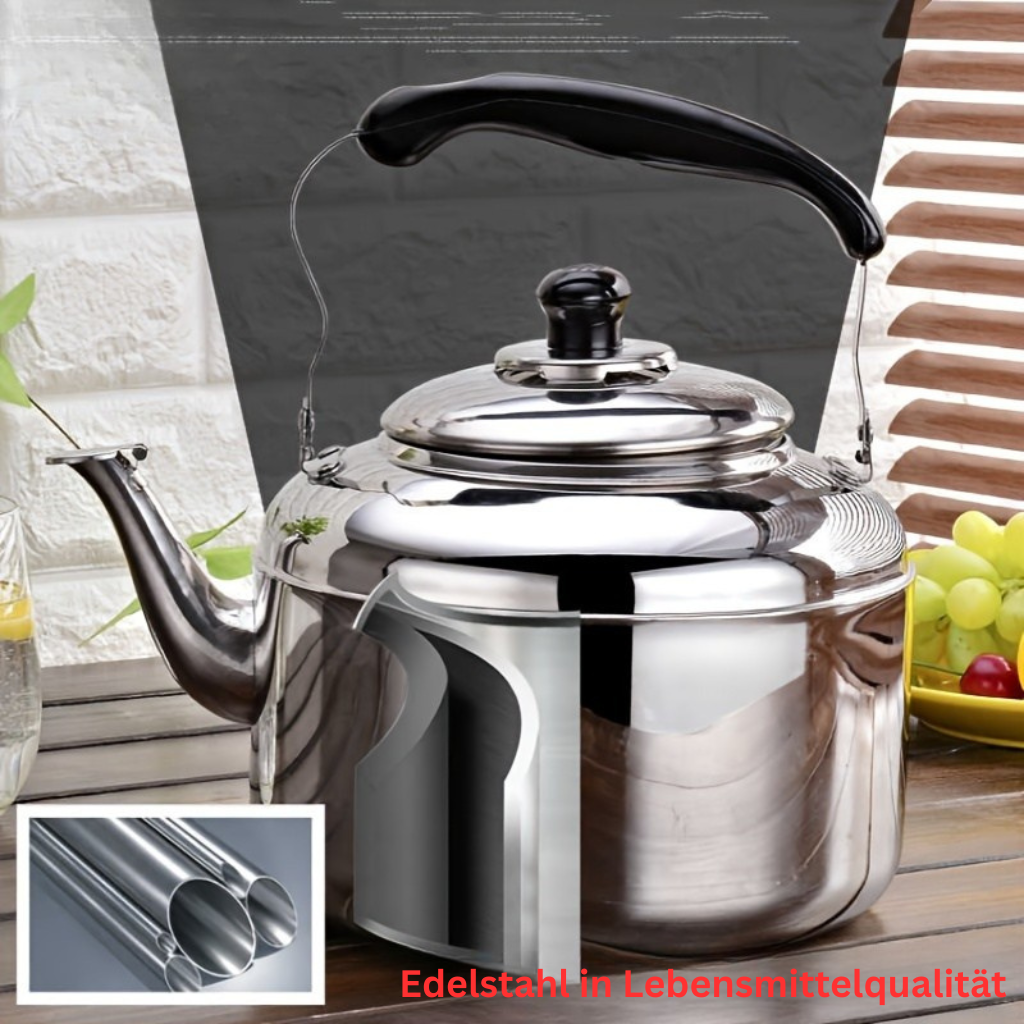 InoxGrande: Robust Stainless Steel Kettle 5 Liters, Compatible with Induction & Gas – for Restaurant & Home