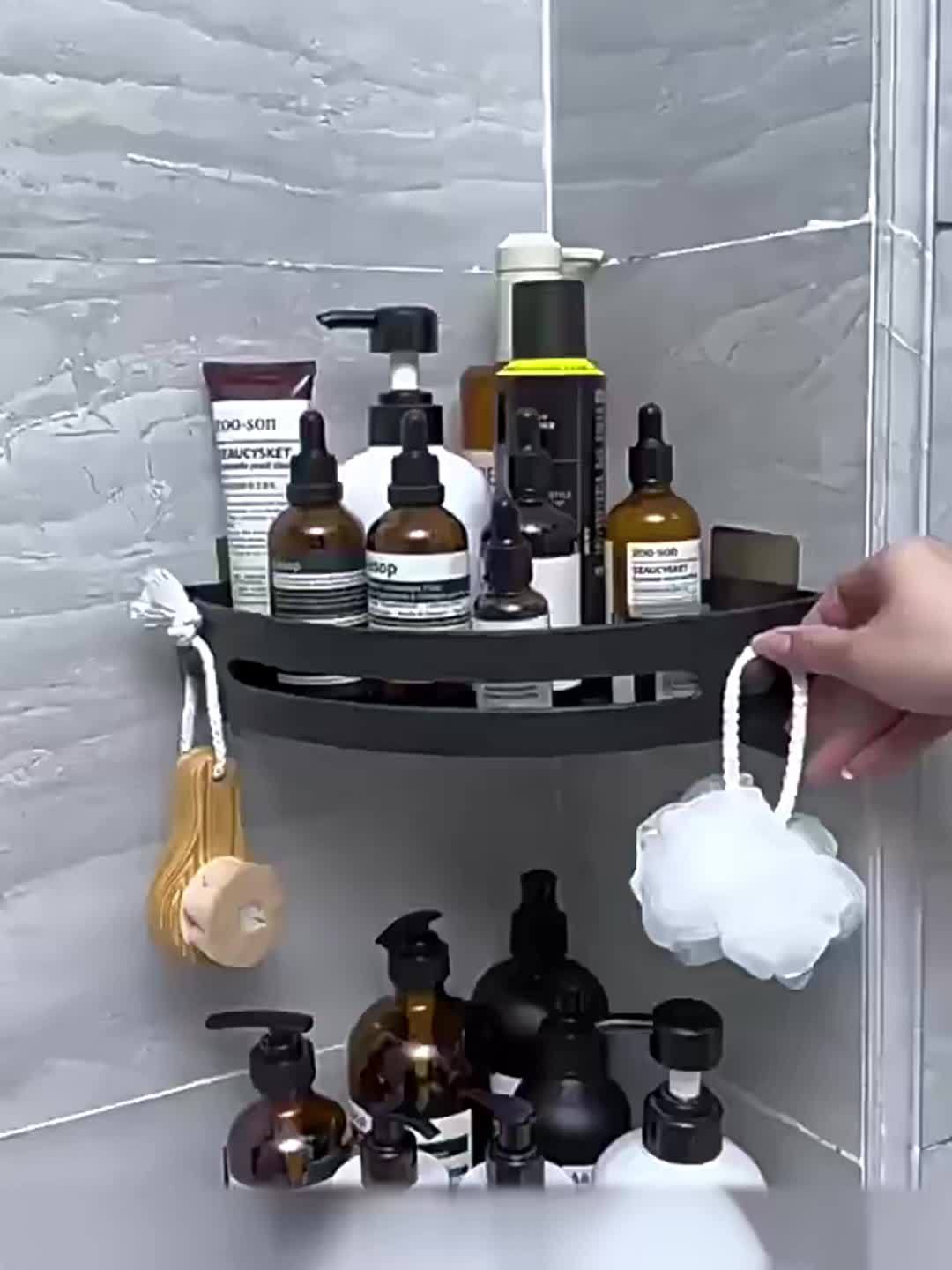 IntelligenteEcke: Bathroom Wall Shelves – Modern 2-Piece Set Made of Plastic, Floating & Space-Saving Without Drilling for Shower & Toilet