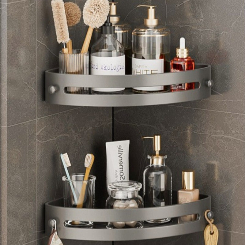 IntelligenteEcke: Bathroom Wall Shelves – Modern 2-Piece Set Made of Plastic, Floating & Space-Saving Without Drilling for Shower & Toilet