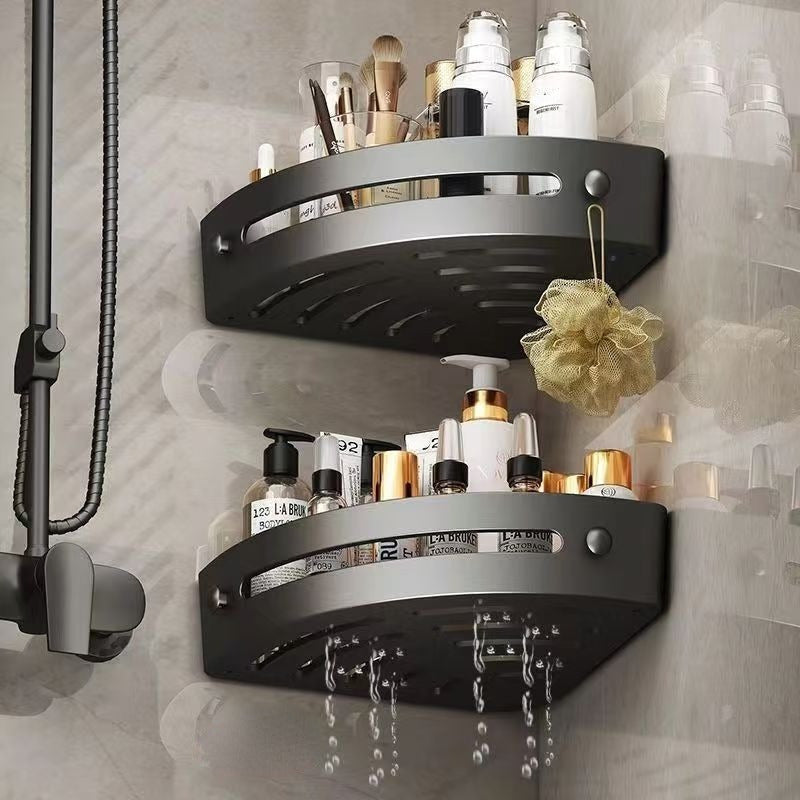 IntelligenteEcke: Bathroom Wall Shelves – Modern 2-Piece Set Made of Plastic, Floating & Space-Saving Without Drilling for Shower & Toilet