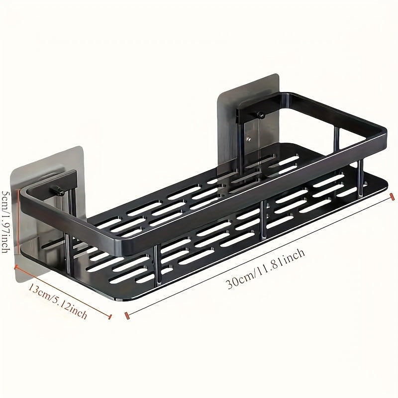 IntelligentStorage: Wall Shelf Bathroom – Large Plastic Shelf, Decorative & Hanging Without Drilling for Kitchen & Guest Toilet