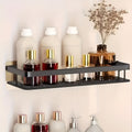 IntelligentStorage: Wall Shelf Bathroom – Large Plastic Shelf, Decorative & Hanging Without Drilling for Kitchen & Guest Toilet